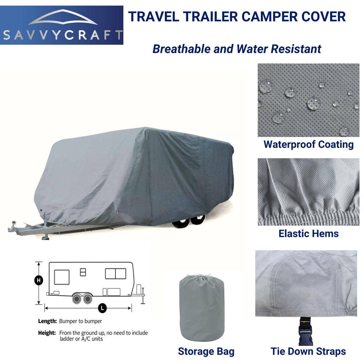 Water-Resistant Travel Trailer Cover 18'-20' H264011