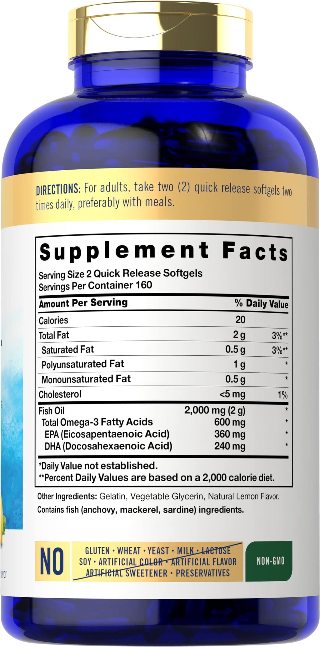 Fish Oil Omega 3 Supplements 2000mg 320 Softgels EPA & DHA P883182