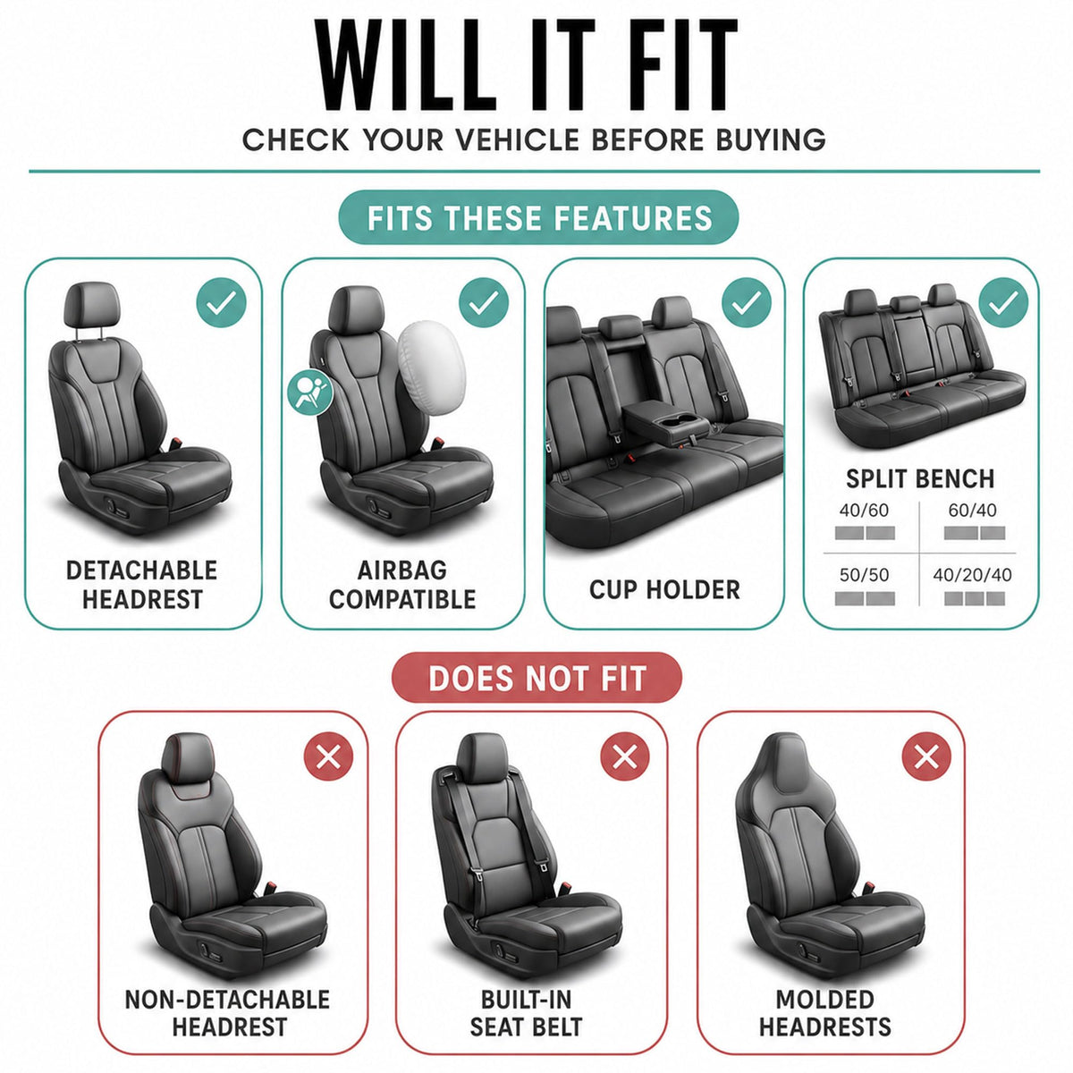 Beige Cloth Car Seat Covers Full Set T551