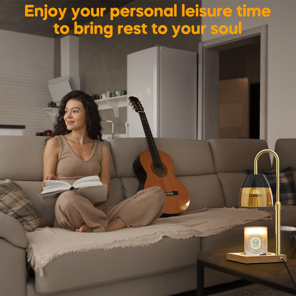 Candle Warmer Lamp with Timer Auto Off, Dimmable Height Adjustable Wax Melting Lamp F89329
