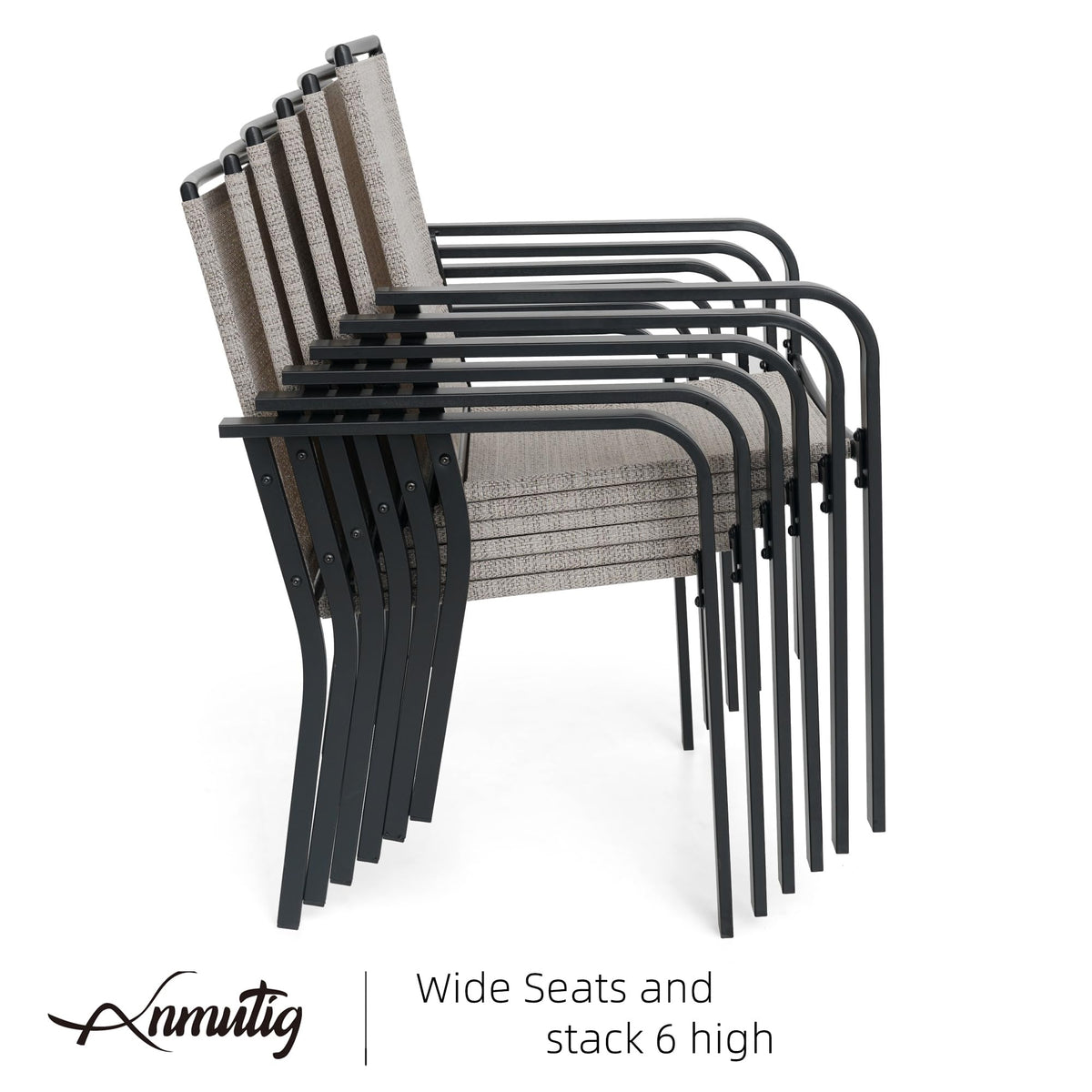 5 Piece Outdoor Dining Set with Grey Stackable Chairs and Square Table O9690