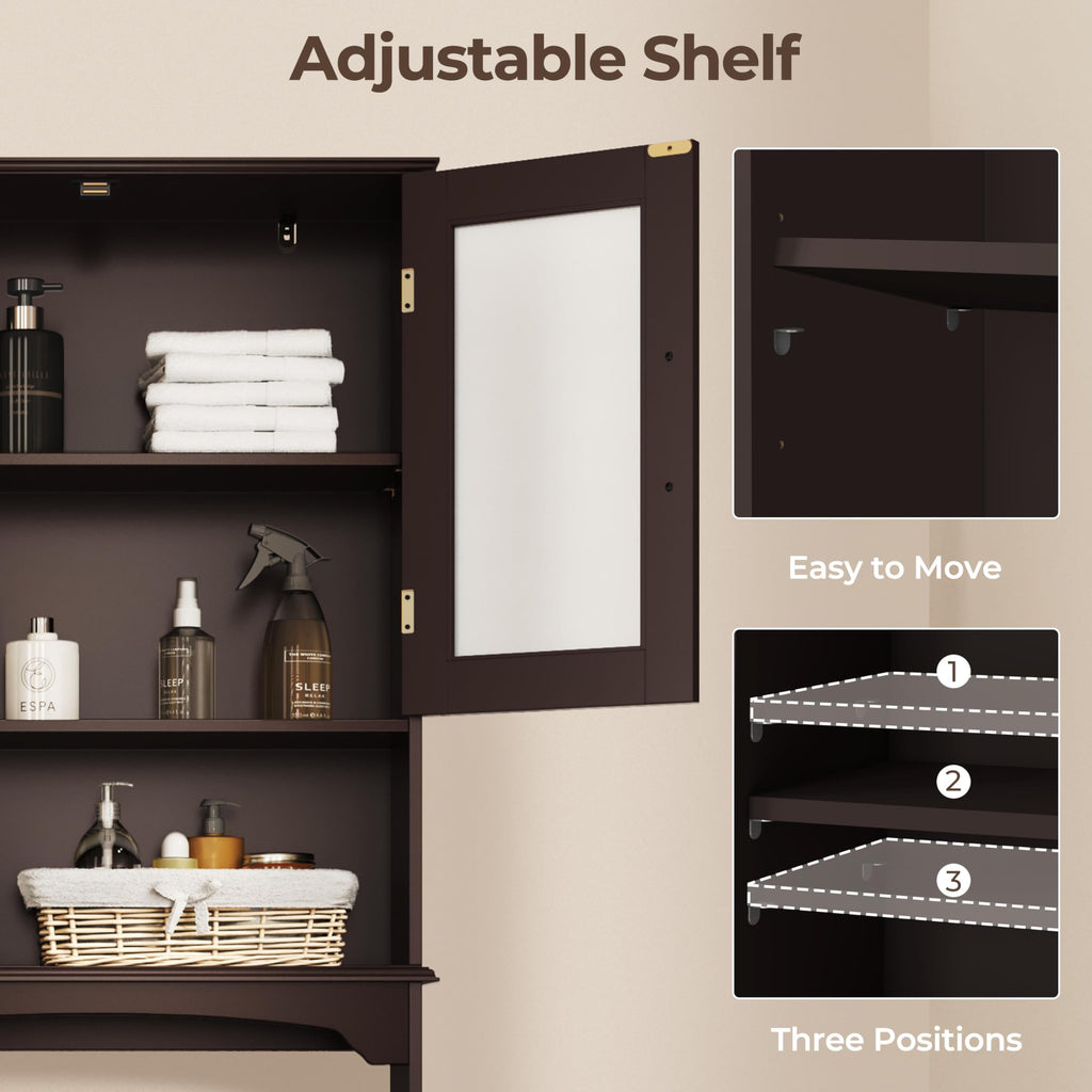 Over the Toilet Storage Cabinet with Glass Doors B43402