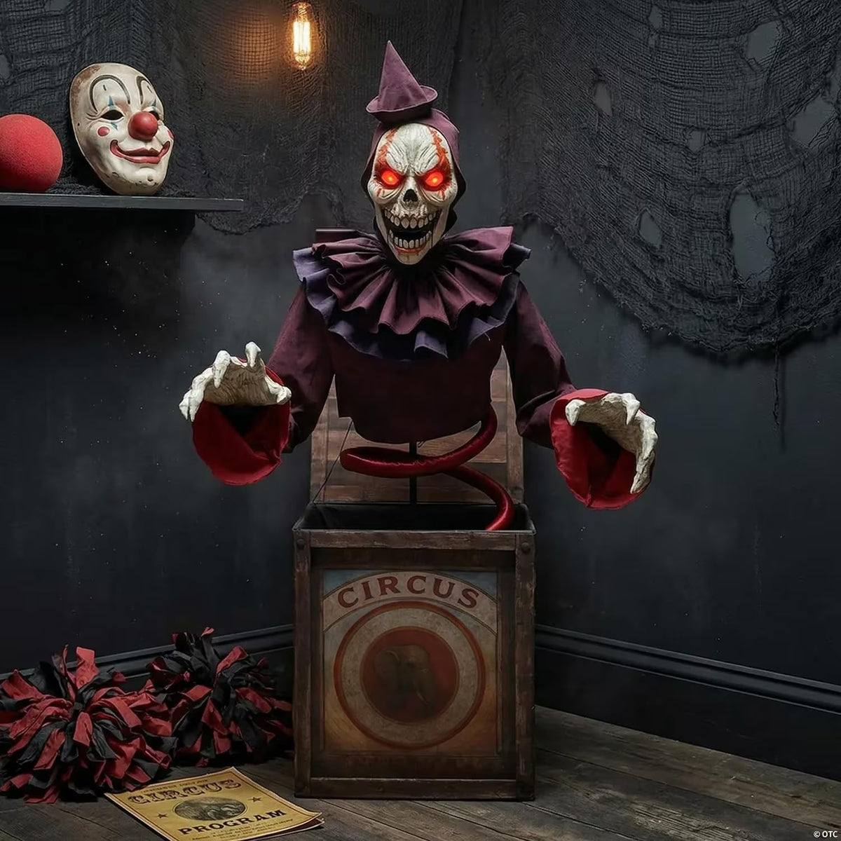 5 Ft. Skeleton Clown Halloween Decoration V460