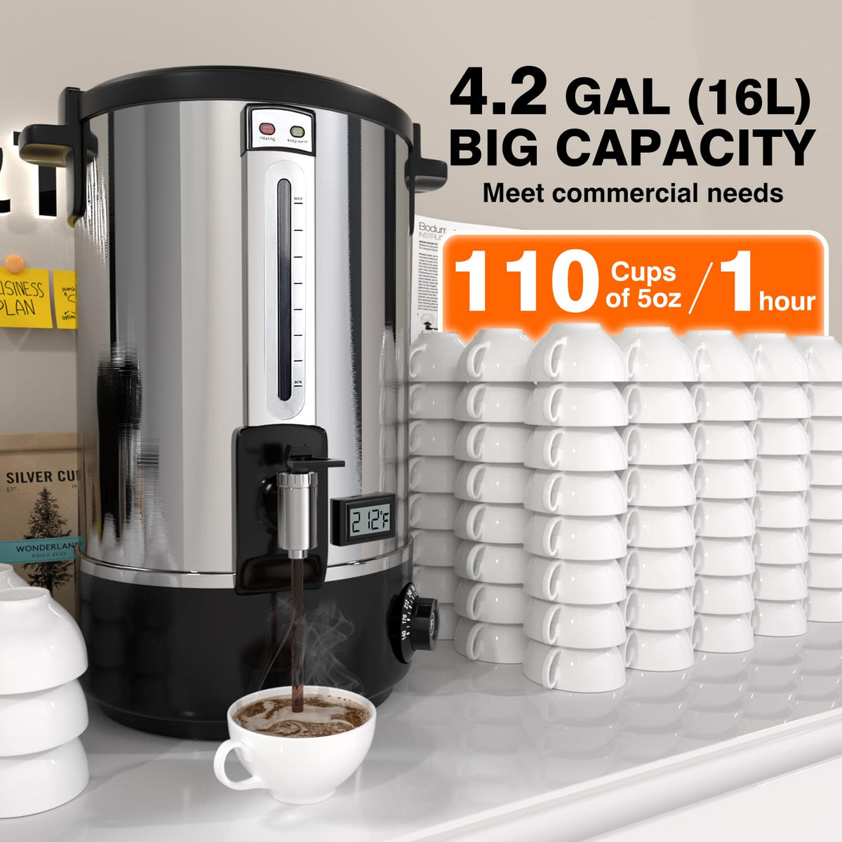 110-Cup Stainless Steel Commercial Coffee Urn I7559