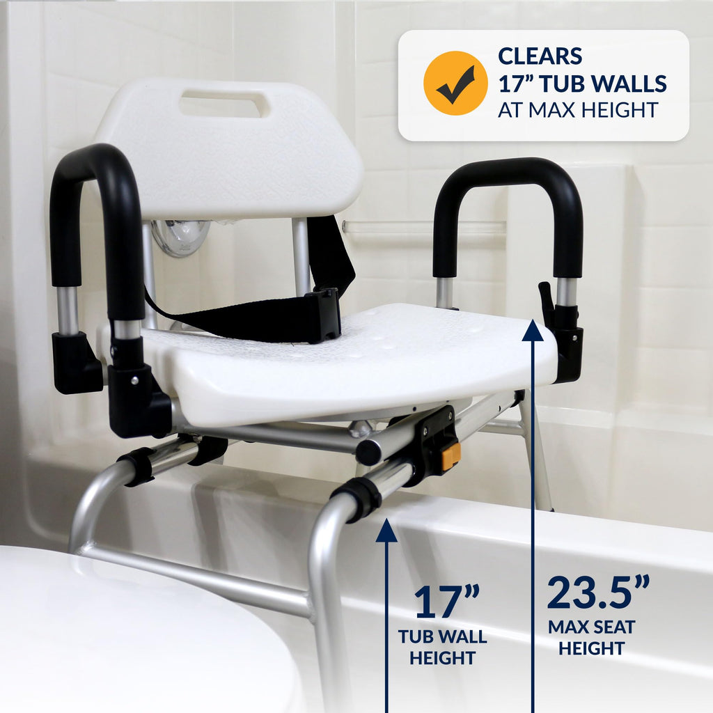 Extra-Wide 360lb Capacity Non-Slip Padded Shower Chair & Transfer Bench B43786