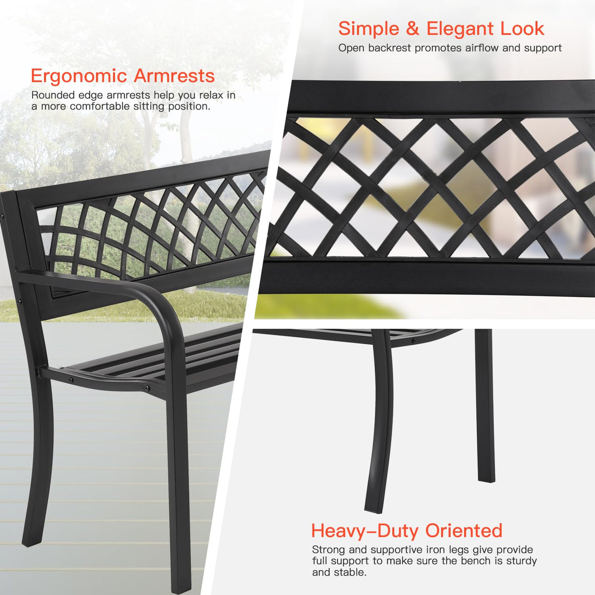 Black Outdoor Garden Bench R486195