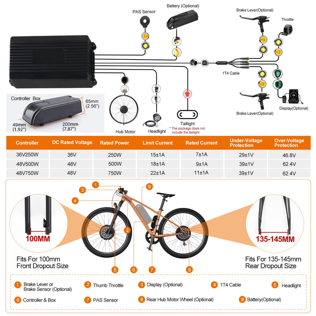 48V 500W 750W Hub Motor Kit U6905