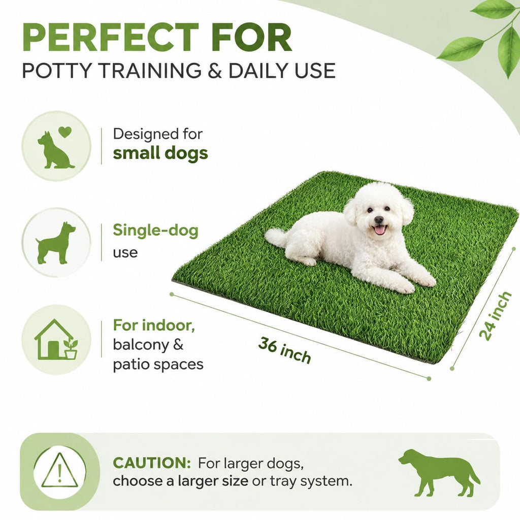 Artificial Grass Dog Potty Pad 24 x 36 in Non-Slip Washable L121326