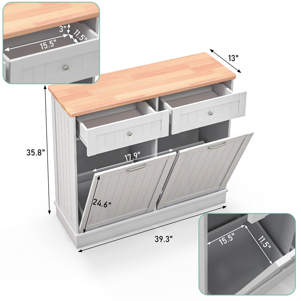 White Double Door Tilt Out Trash Cabinet K910667