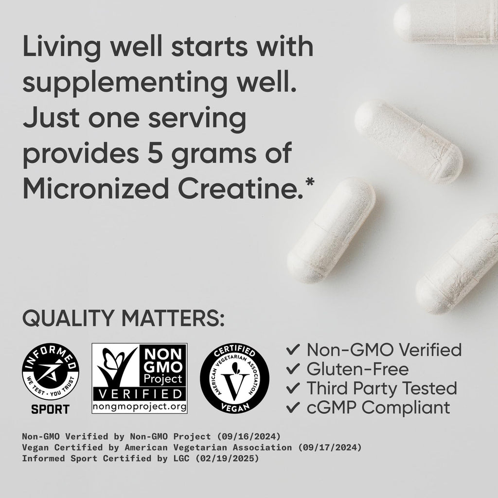 Creatine Monohydrate Capsules 5g, 120 Count X6829