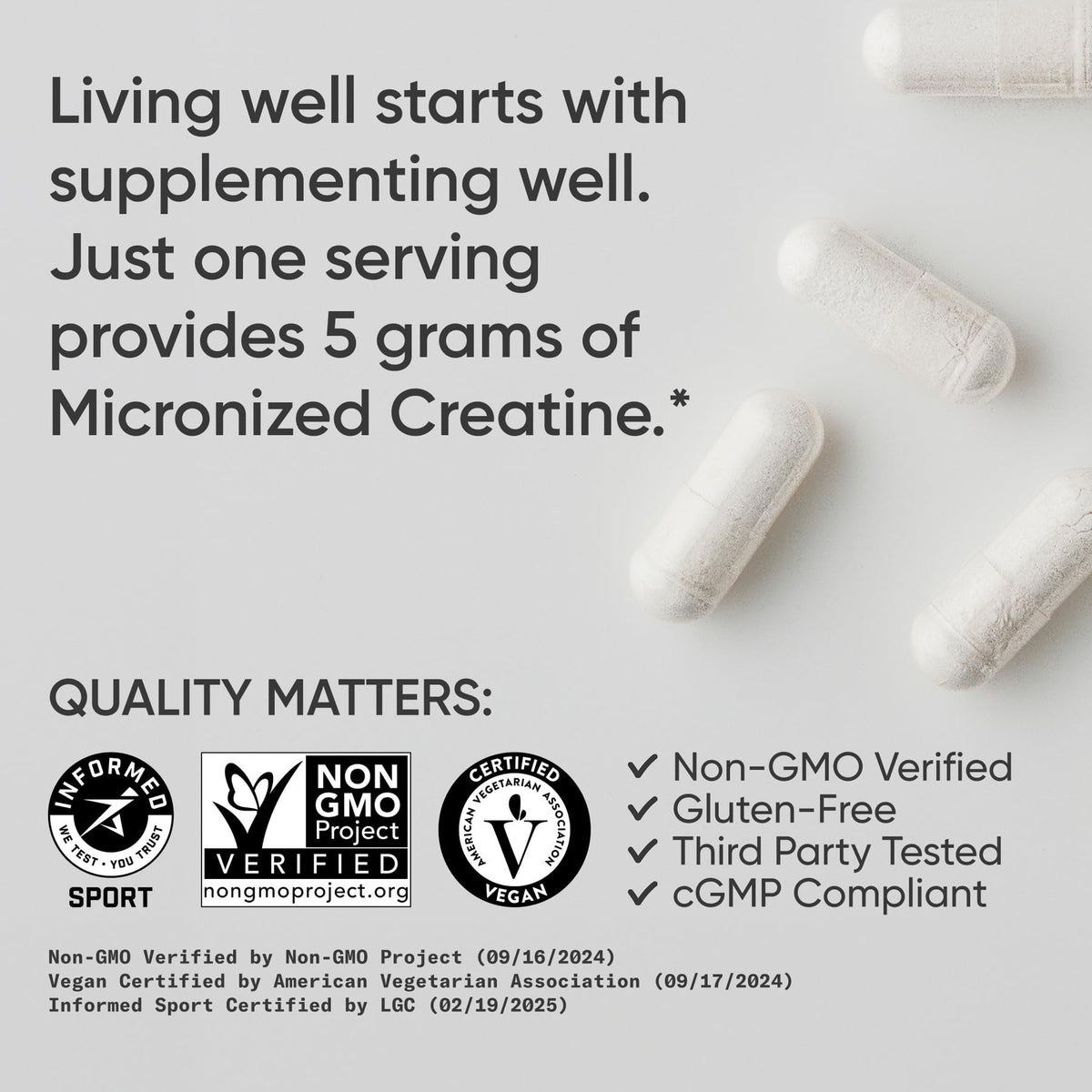 Creatine Monohydrate Capsules 5g, 120 Count X6829