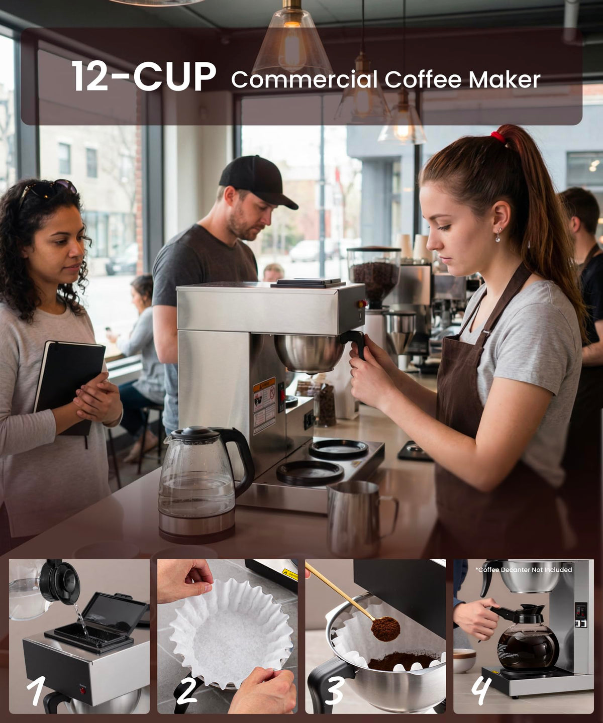12-Cup Pour Over Coffee Maker with 3 Warmers V95577