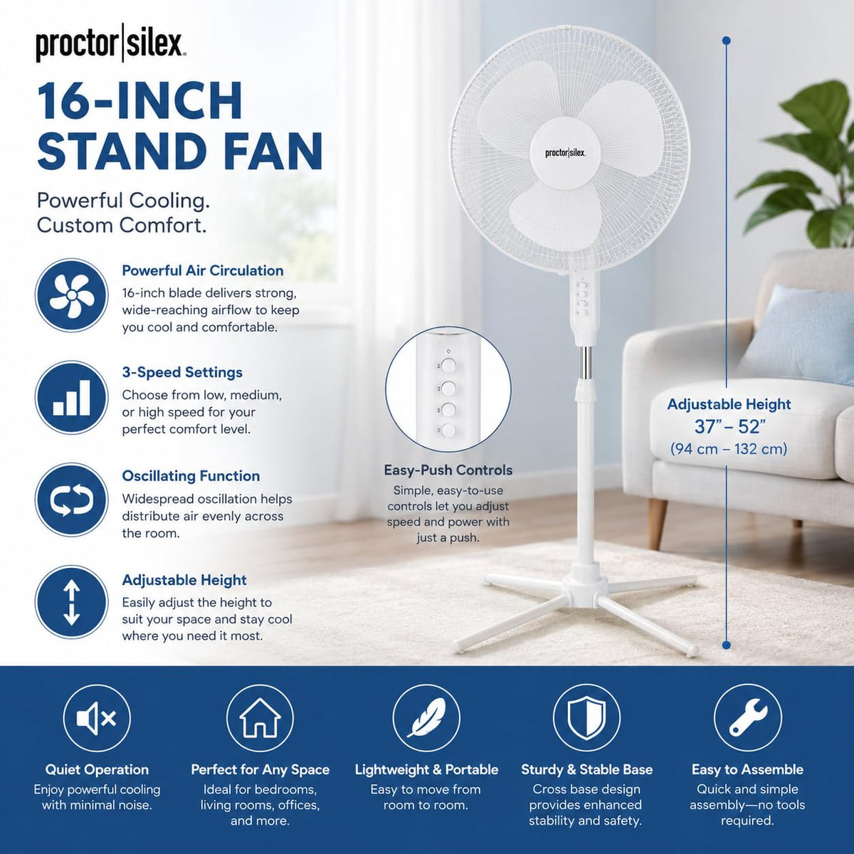 16-Inch 3-Speed Oscillating Pedestal Fan G2993