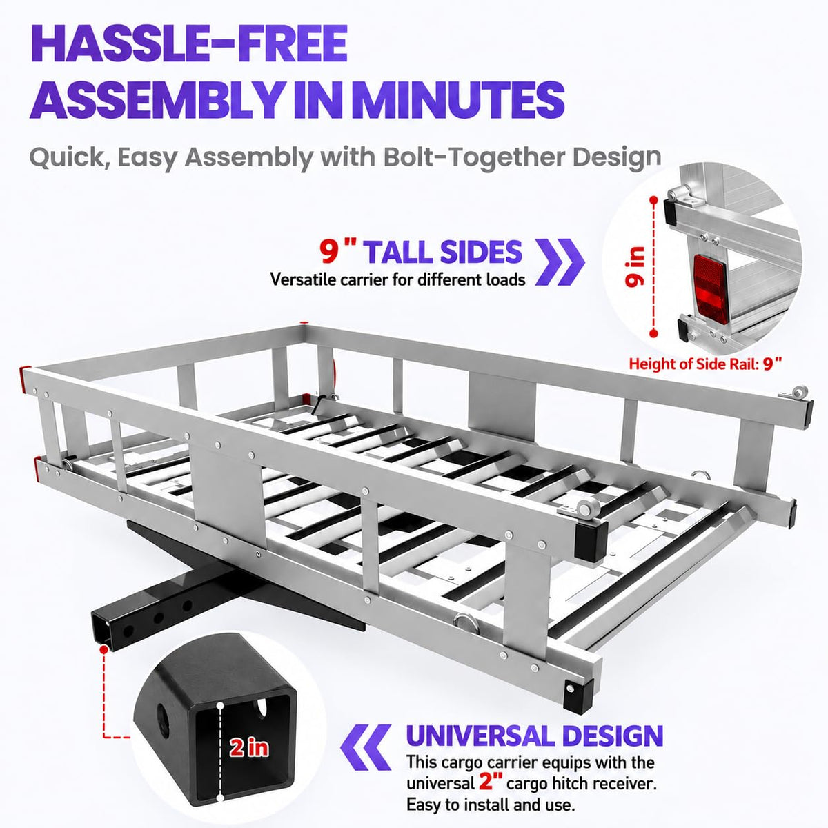 50 × 30 × 9in Aluminum Hitch Cargo Carrier X423940