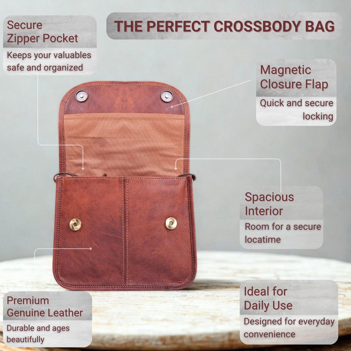 Brown Leather Crossbody Purse Q562454
