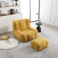 Yellow Memory Foam Bean Bag Chair with Ottoman L236925