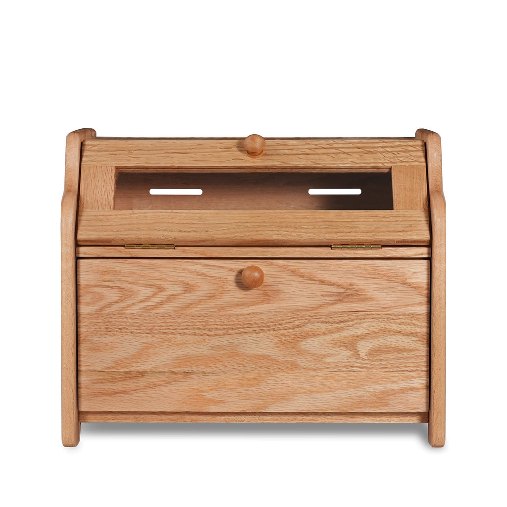 Solid Wood Oak Bread Box with Clear Window O739310