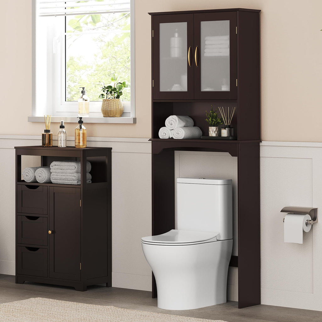 Over the Toilet Storage Cabinet with Glass Doors B43402