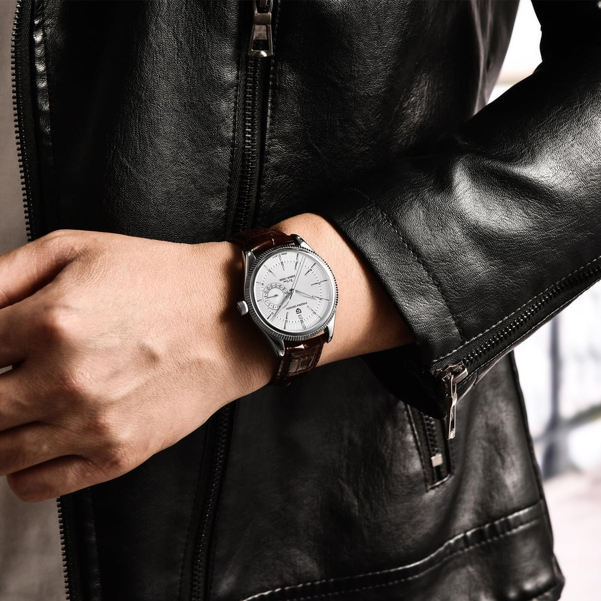 40mm Stainless Steel Quartz Wristwatch with Date Display Z77688