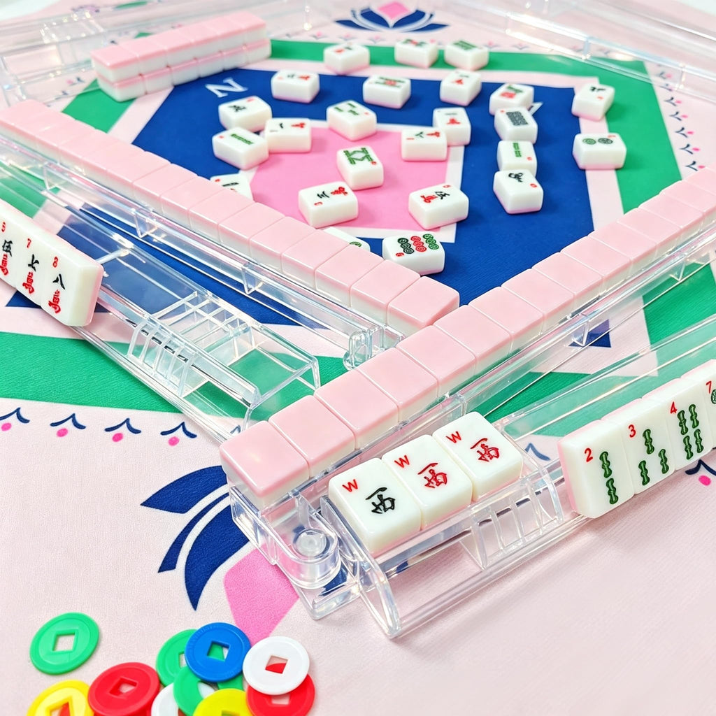 Clear Acrylic Mahjong Racks with Pushers Set of 4 S81938