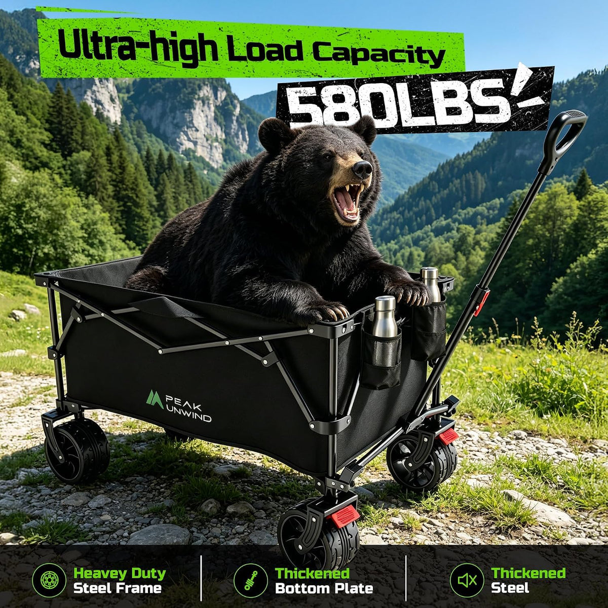 Collapsible Heavy Duty Beach Wagon with Big Wheels L34268