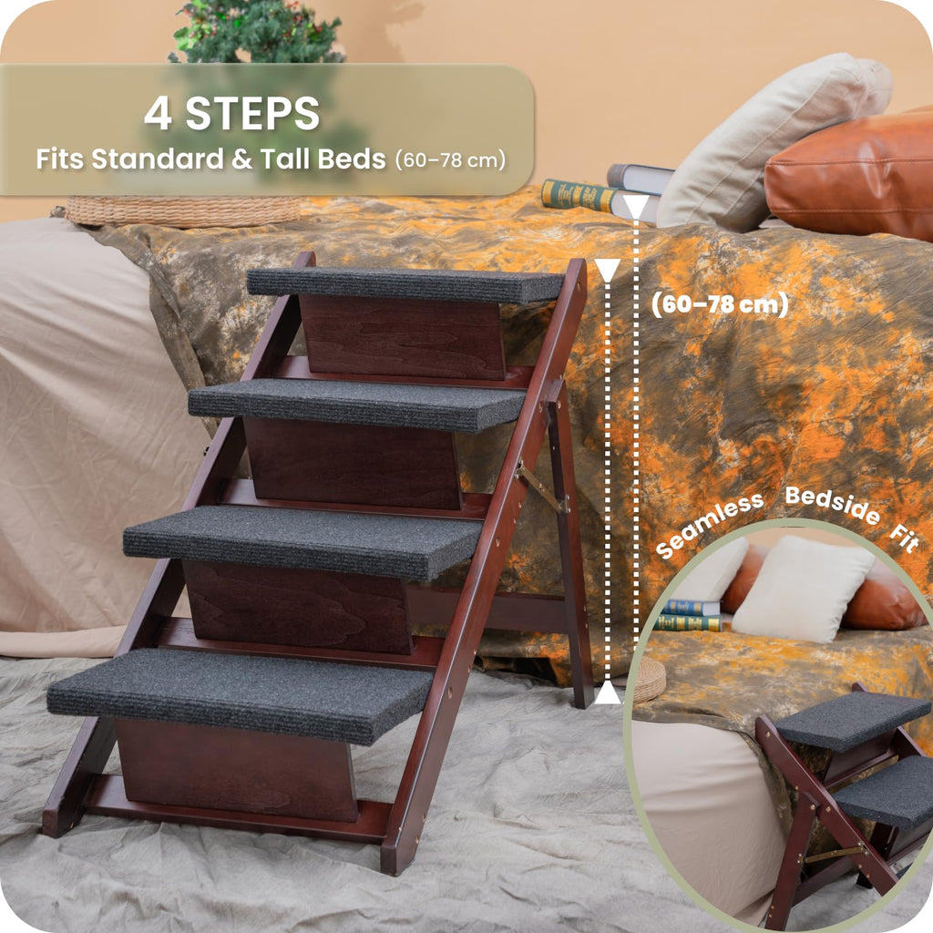 Wooden 4 Step Foldable Pet Stairs F36420