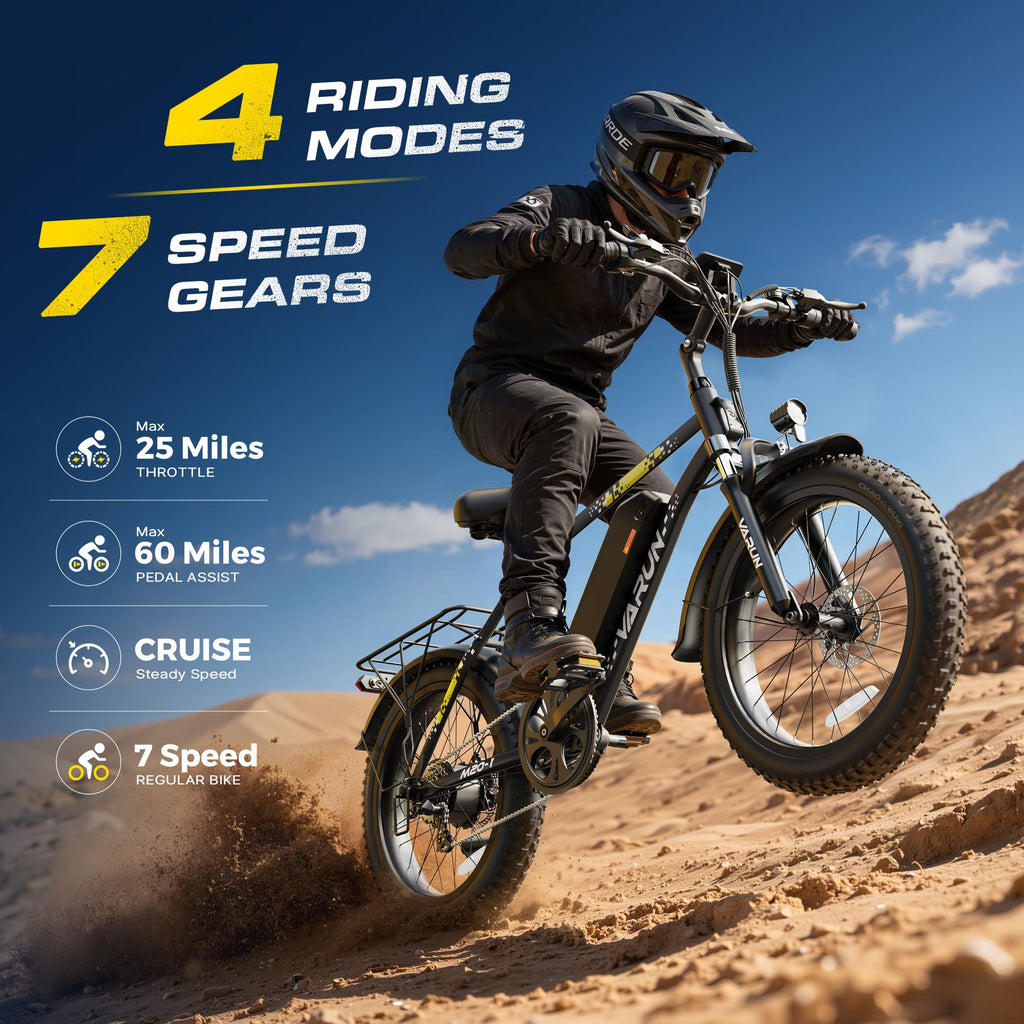 1000W Peak Motor 60+ Miles Fat Tire Electric Bike A2916