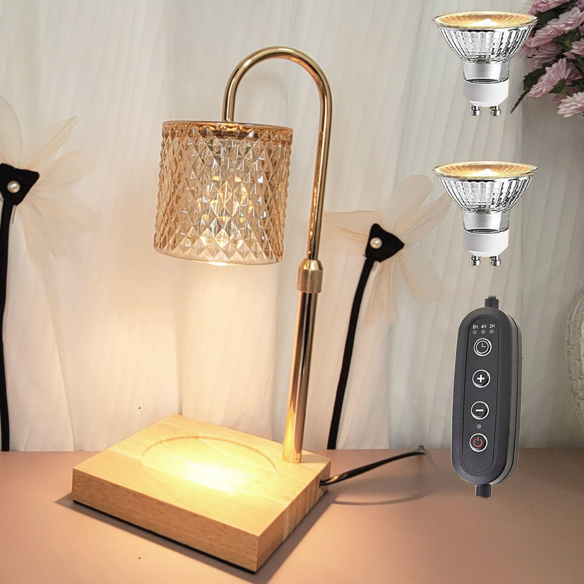 Flameless Candle Warmer Lamp with Timer, Dimmer, and Adjustable Height C466376