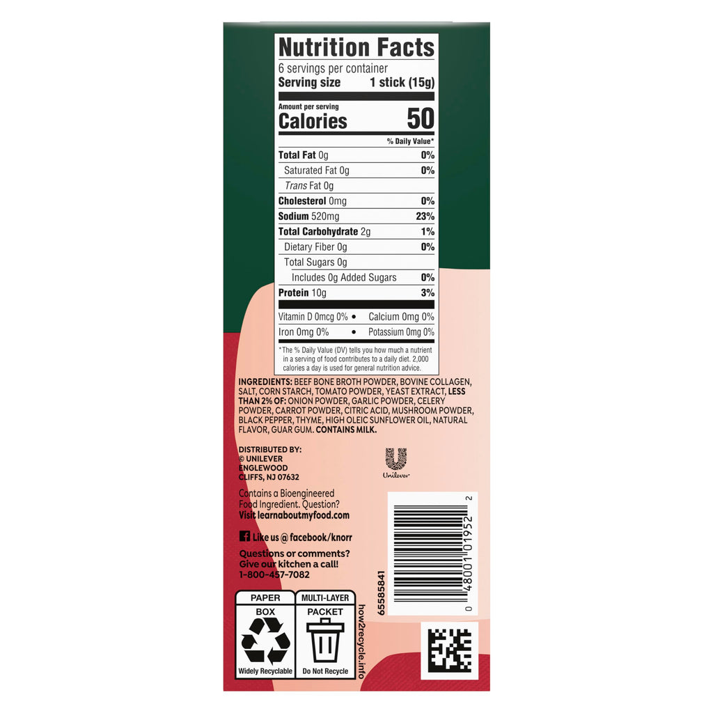 Beef Bone Broth Instant Powder Mix Packets, 6 Count C1111