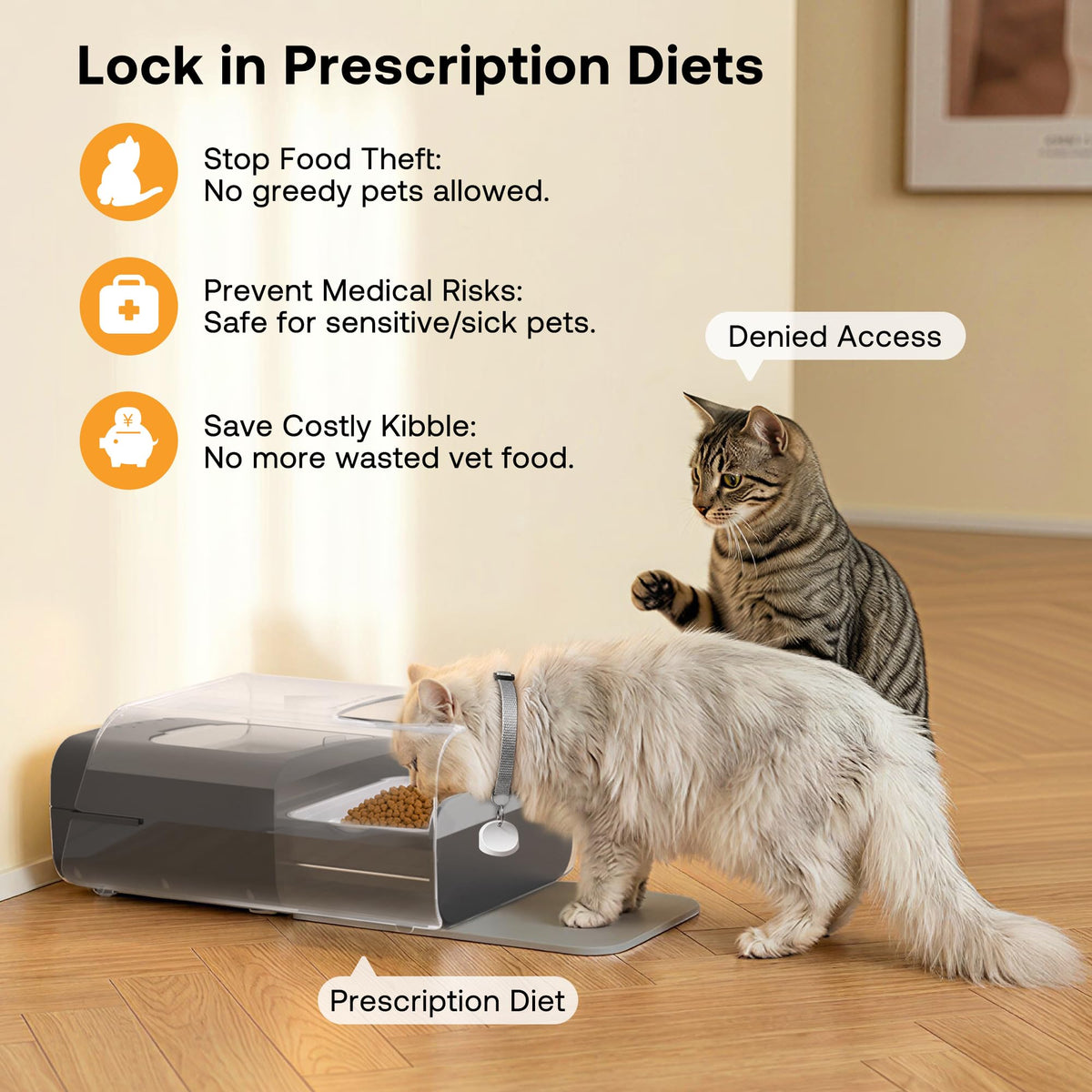 Automatic Cat Feeder with RFID Collar Sensor, Black J4491