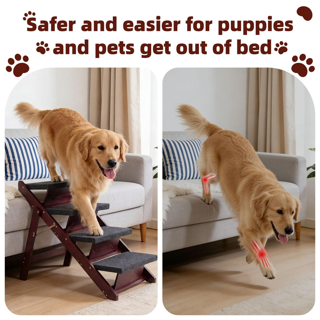 Wooden 4 Step Foldable Pet Stairs F36420