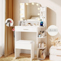 White Small Vanity Set with Chair, Mirror & Lights E5852
