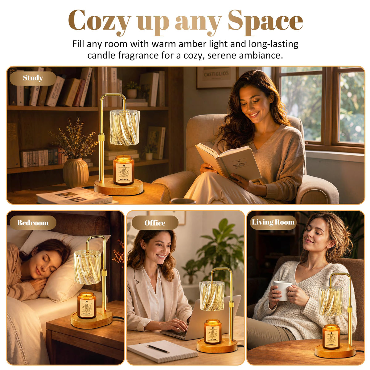 Candle Warmer Lamp Set with Scented Jar Candle & Timer O13943