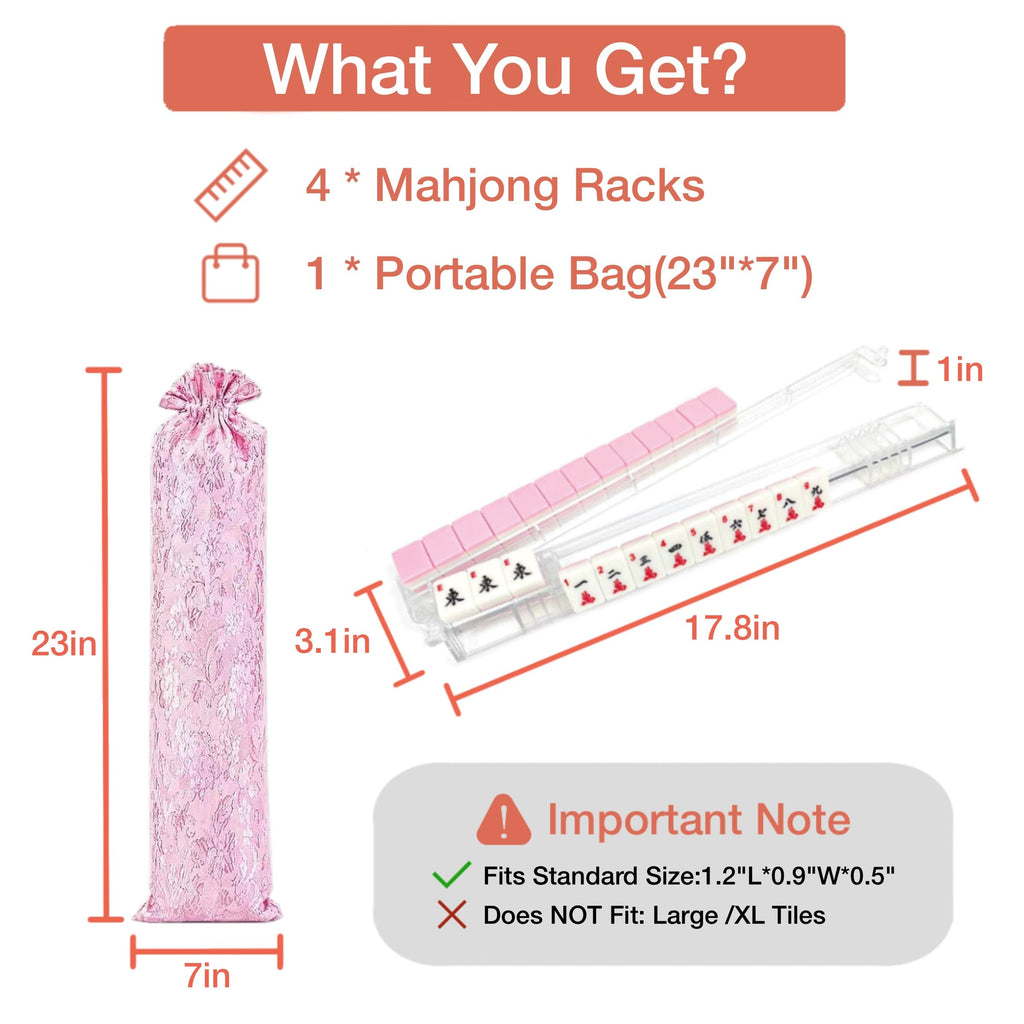 Clear Acrylic Mahjong Racks with Pushers Set of 4 S81938