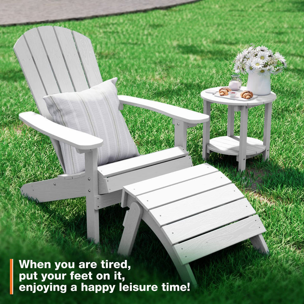 White Folding Adirondack Ottoman Set of 2 P41888
