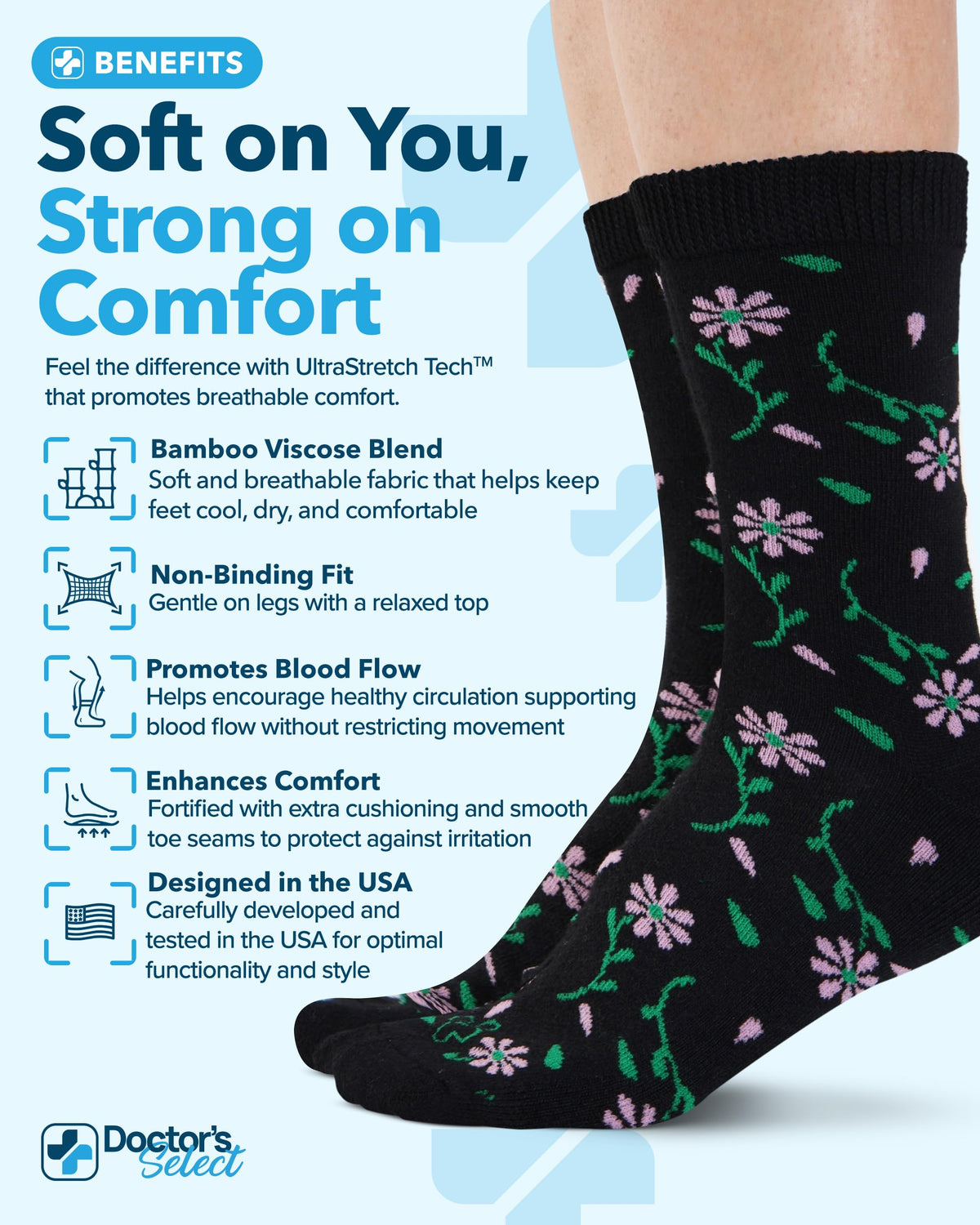 Moisture-Wicking Diabetic Socks 6 Pairs G50096