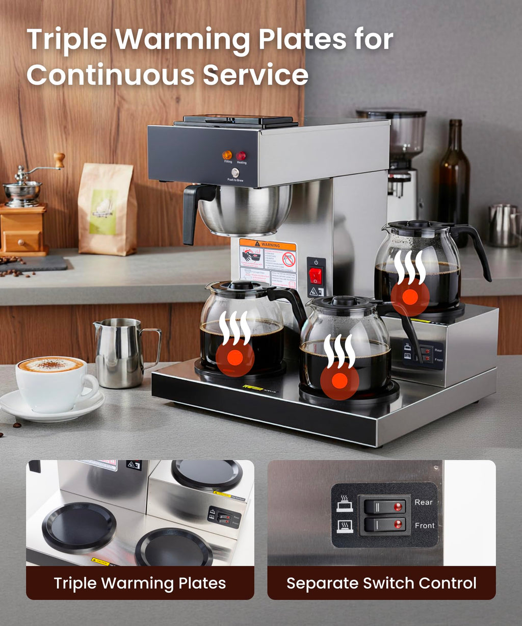 12-Cup Pour Over Coffee Maker with 3 Warmers V95577