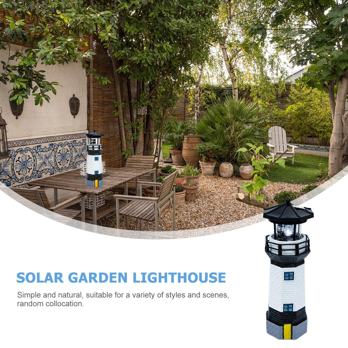 Solar Rotating Lighthouse Garden Light L6866