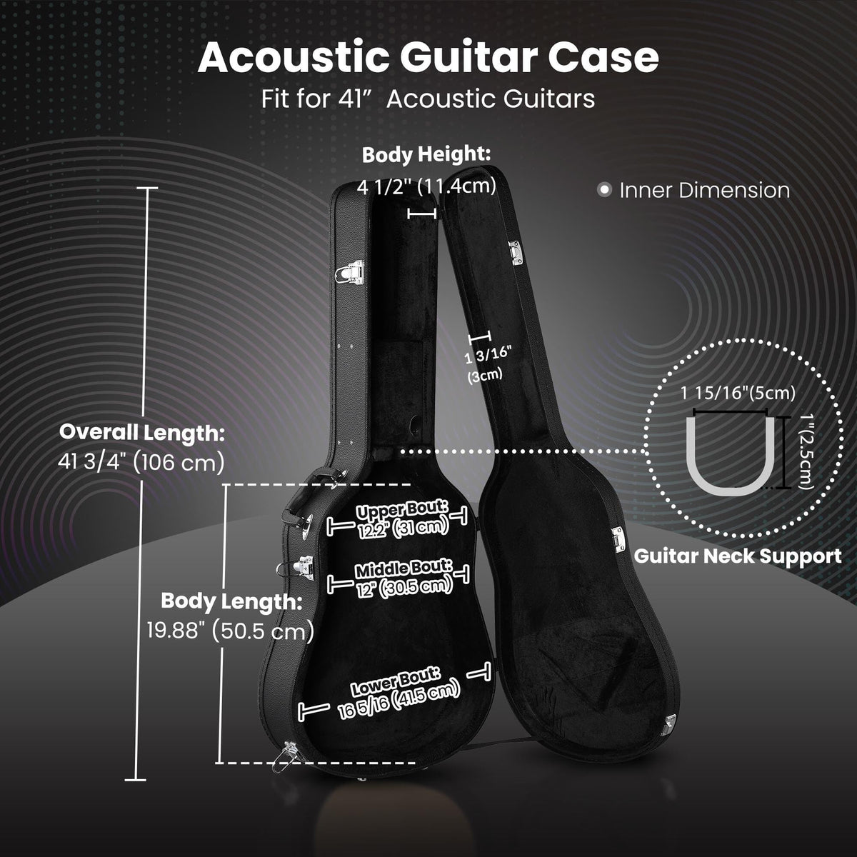 Dreadnought 41 Inch Wooden Hardshell Guitar Case H58371