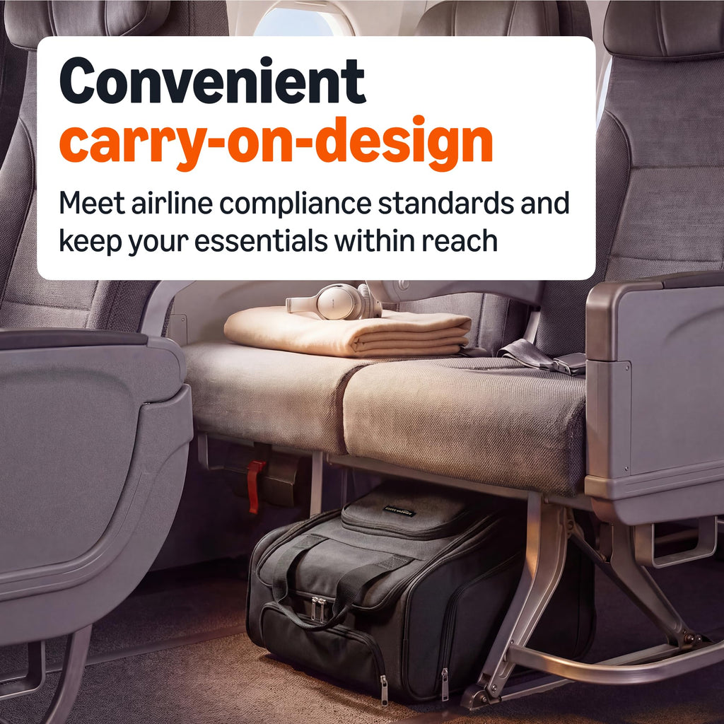 Underseat Carry-On Luggage with Wheels and Handle, 14" Rolling Travel Bag, Black X334913