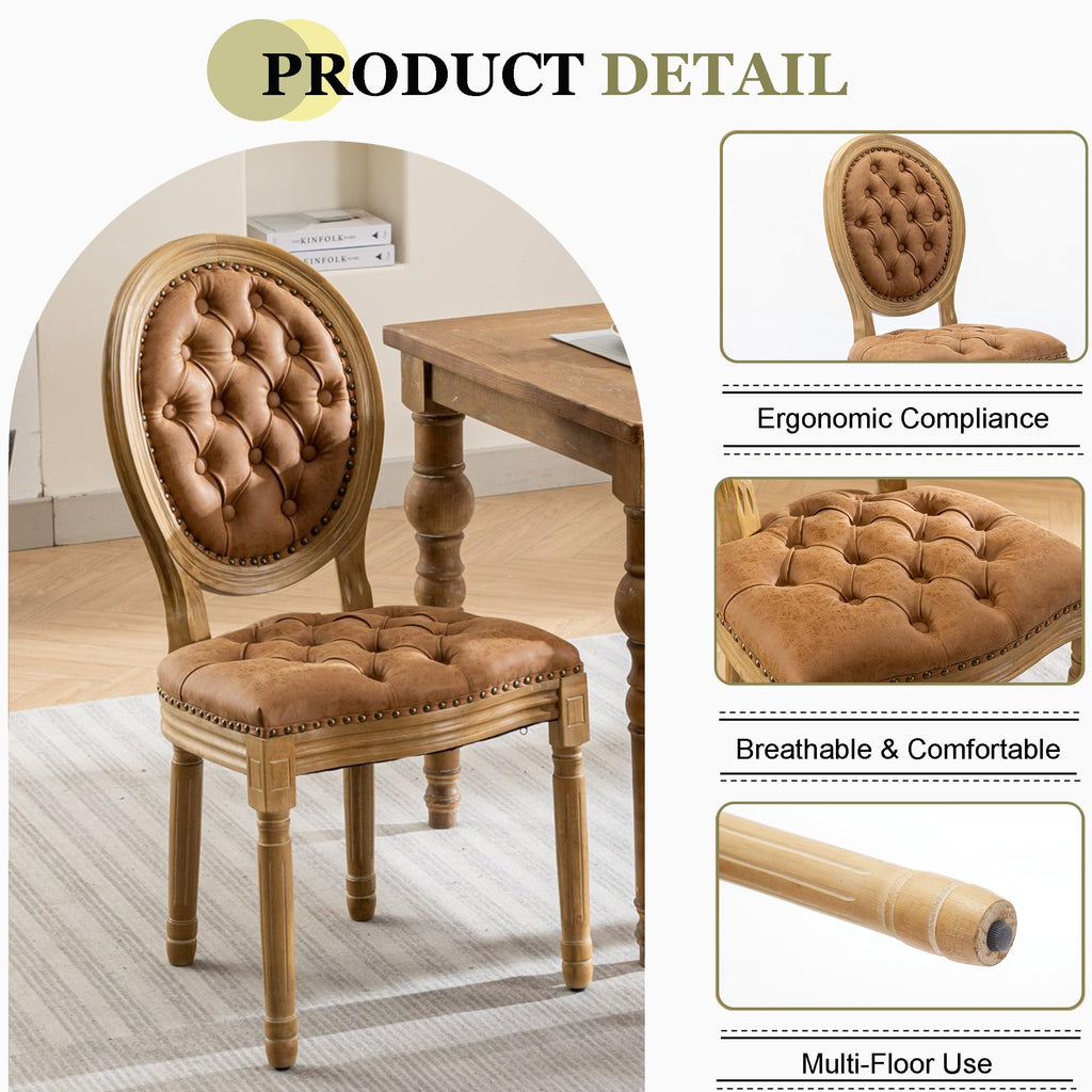 5-Piece Extendable Dining Set Walnut Table 4 PU Leather Chairs E117048