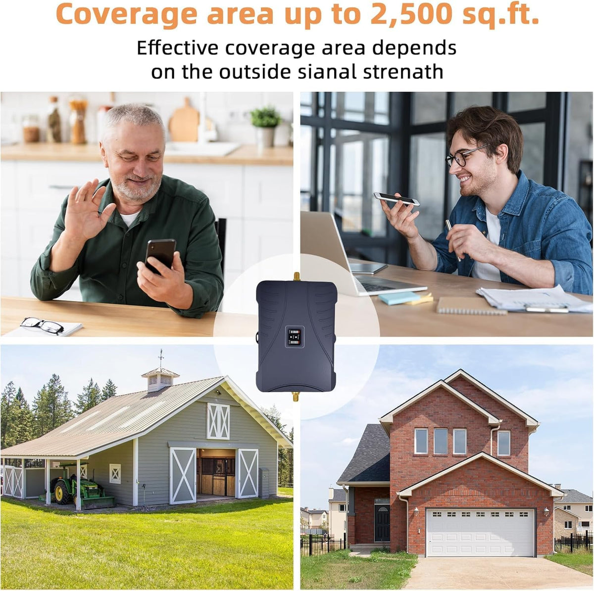 Cell Phone Signal Booster for Home Up to 2,500 sq ft Band 5/12/13/17 Q4461