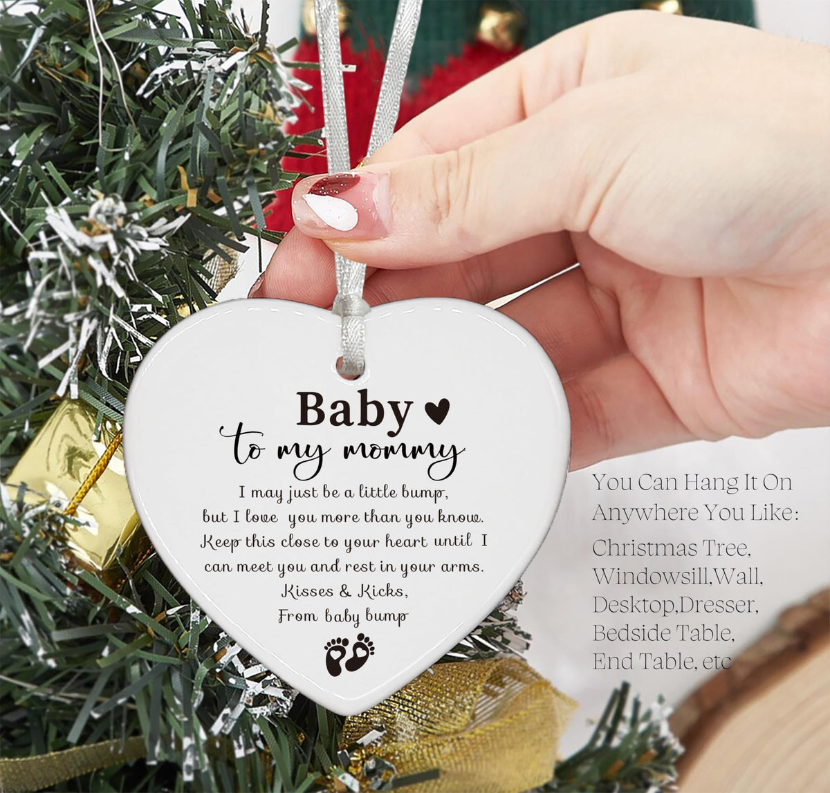 White Ceramic Heart Shaped Ornament S567448