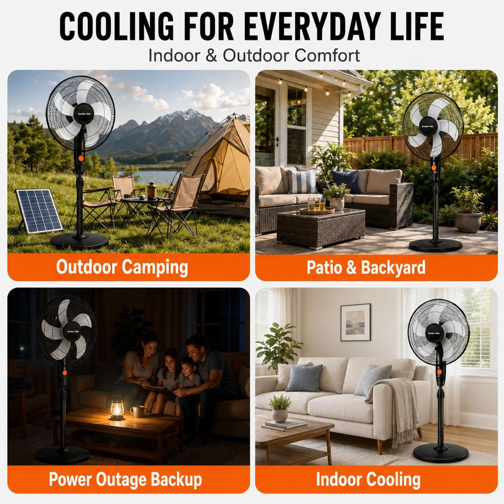 Rechargeable Pedestal Fan with Solar Panel Z388