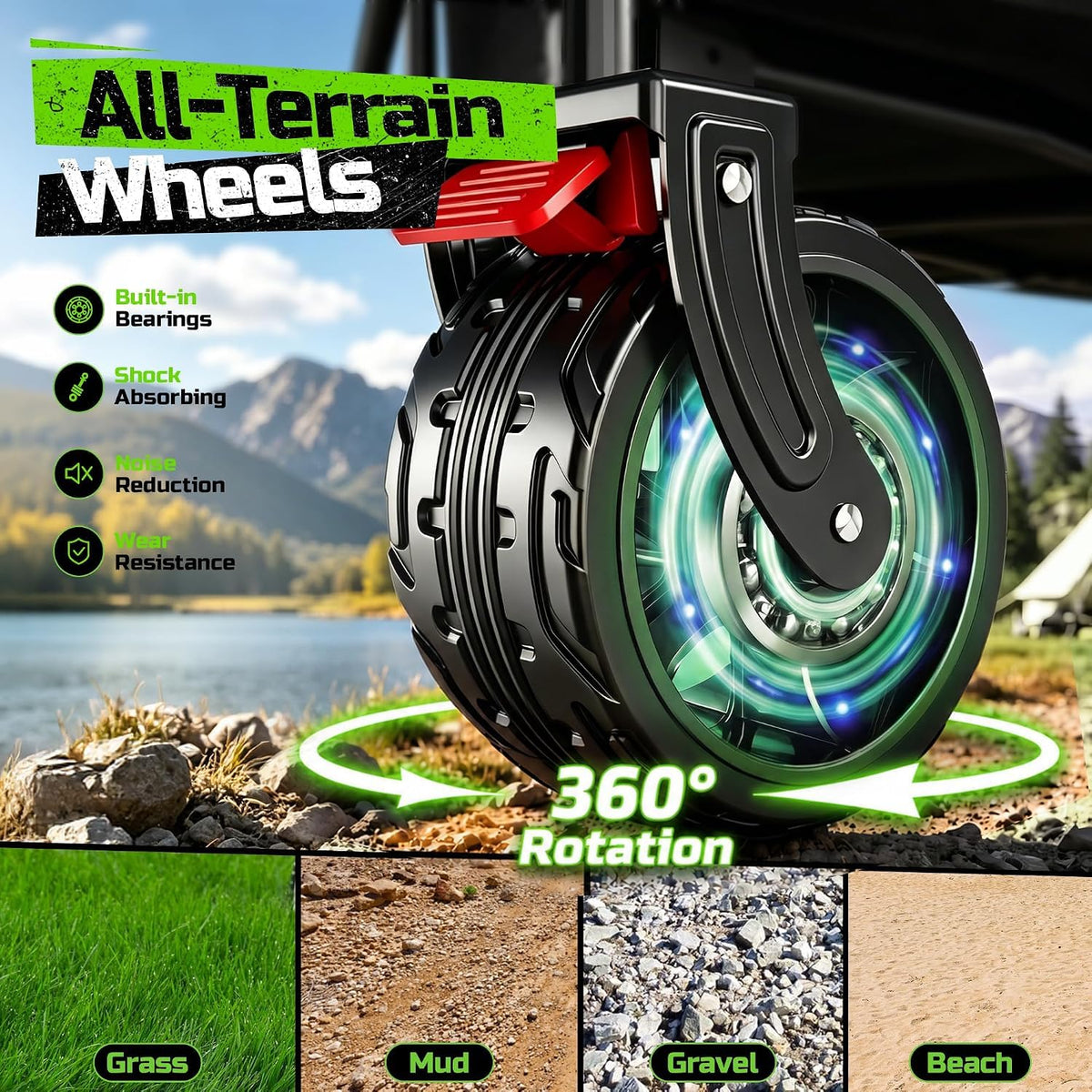 Collapsible Heavy Duty Beach Wagon with Big Wheels L34268