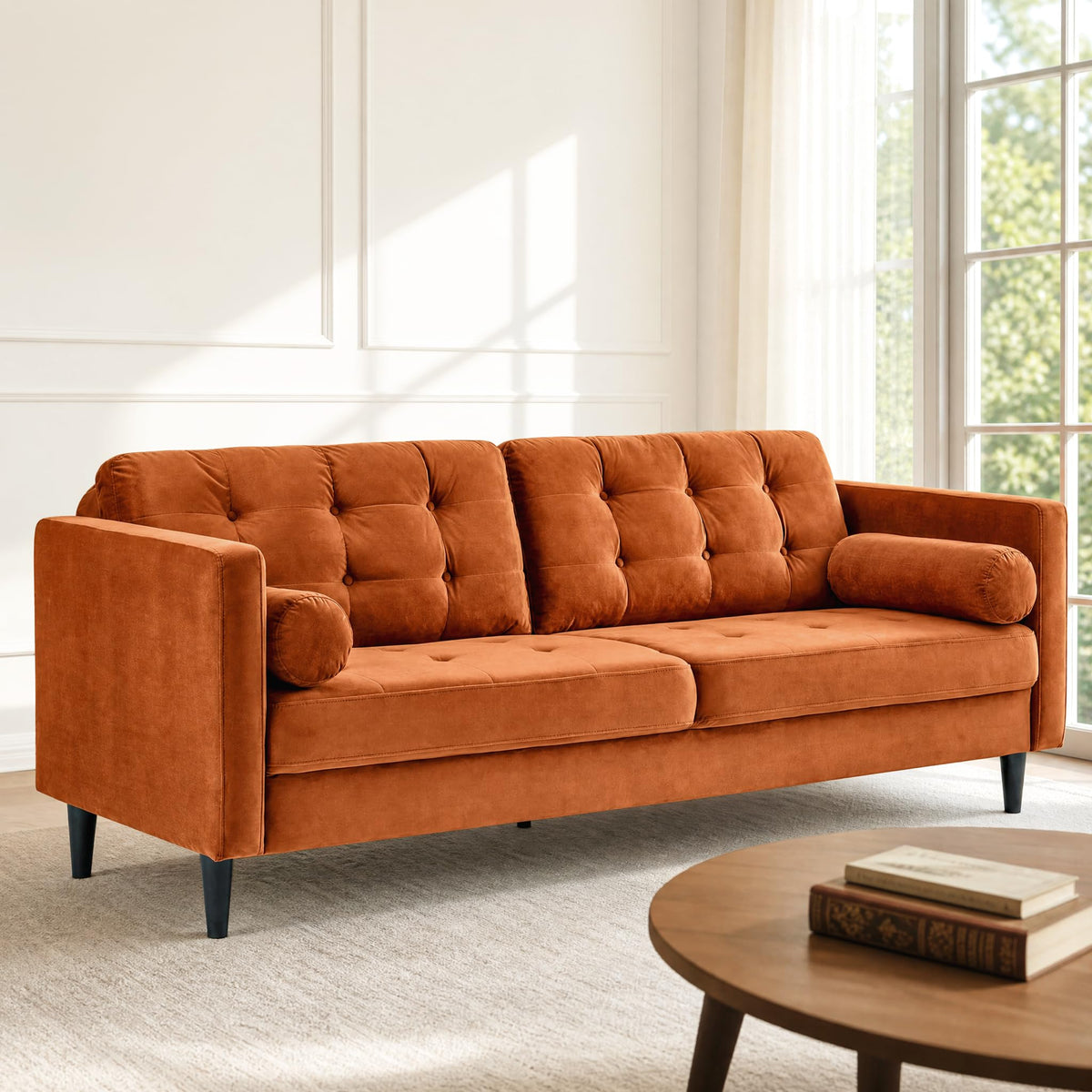 80" Velvet Sofa with Solid Wood Legs Z75651