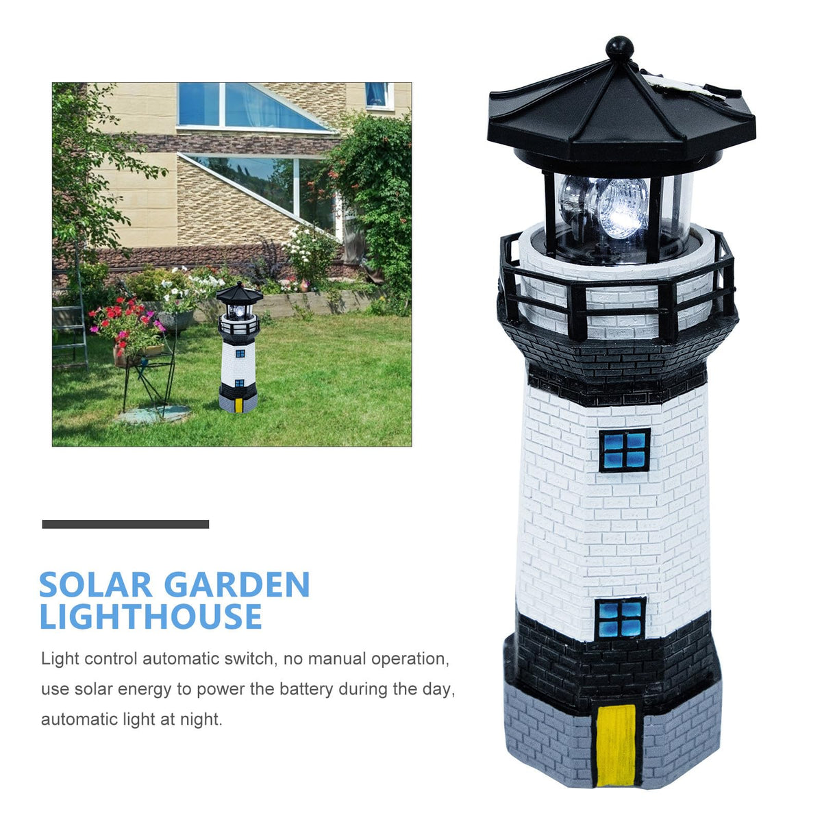 Solar Rotating Lighthouse Garden Light L6866