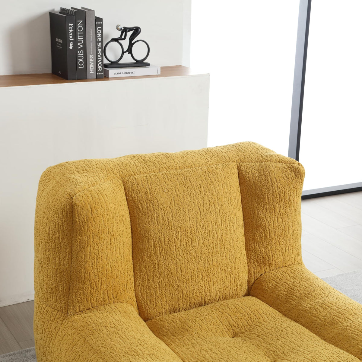 Yellow Memory Foam Bean Bag Chair with Ottoman L236925