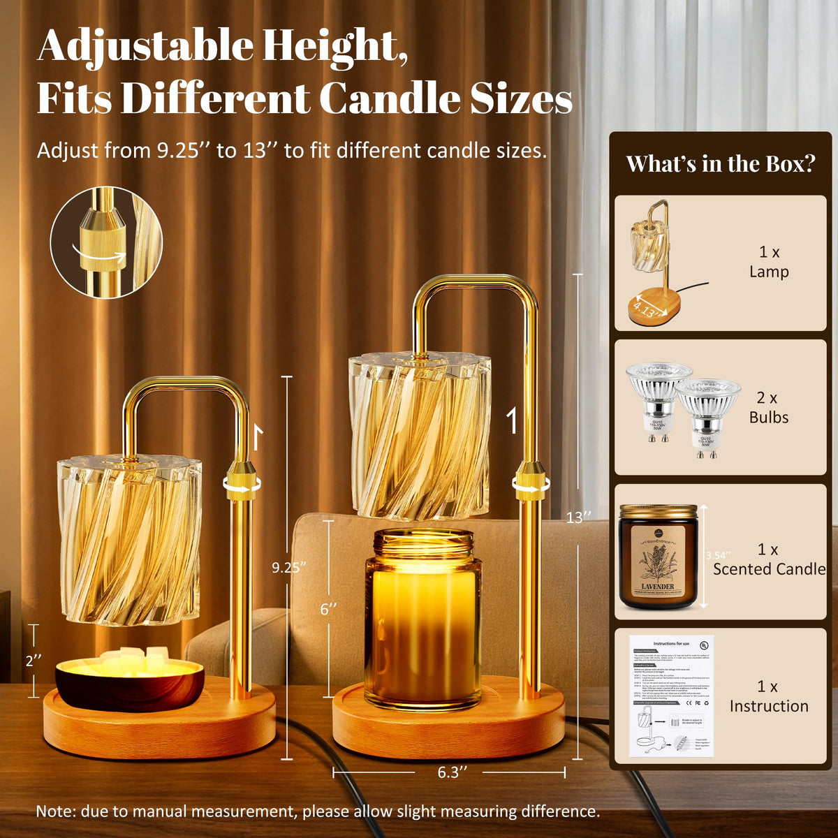Candle Warmer Lamp Set with Scented Jar Candle & Timer O13943
