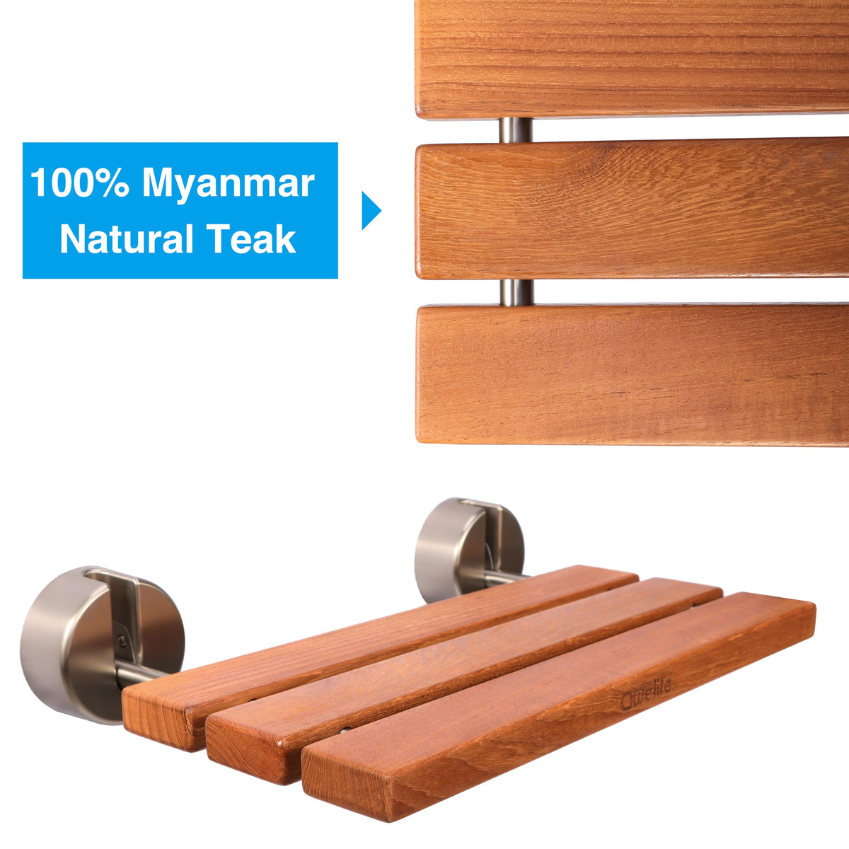 20" Teak Folding Shower Seat Wall Mount M7661